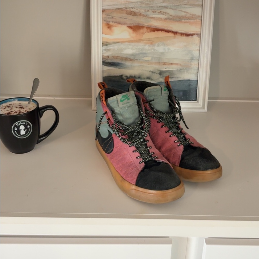 Nike Pink and Black High-Top SB Sneakers